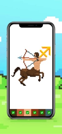 Color by number pixel art page screenshot