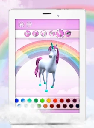 Unicorn 3D Coloring Book Image