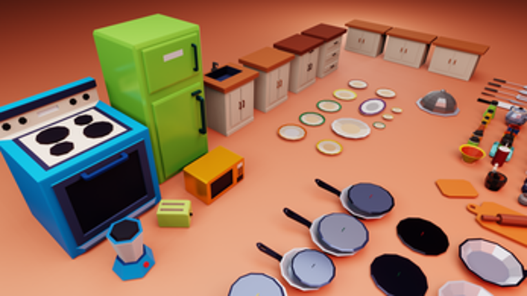 low poly kitchen 3D assets screenshot