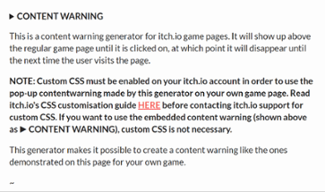 Content Warning Generator for itch.io Image