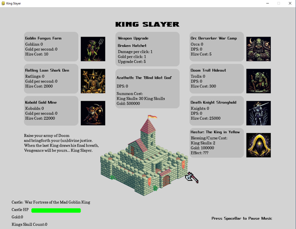 Games like King Slayer ( Pygame / Pygbag online Idle game )