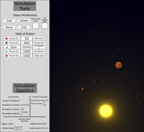 Orbital Mechanics Simulator screenshot