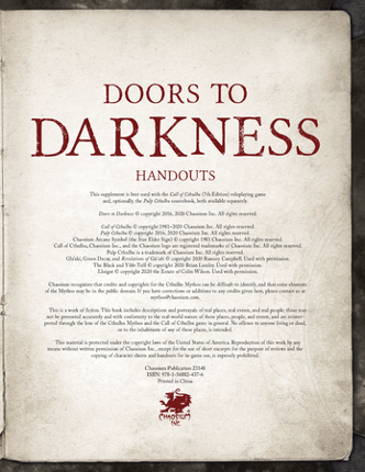 Doors to Darkness Free Handouts and Pre-gen Characters Pack (Call of Cthulhu) Image