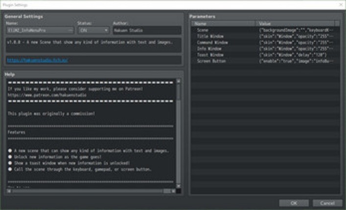 Hakuen Studio Info Menu for RPG Maker MV-MZ screenshot