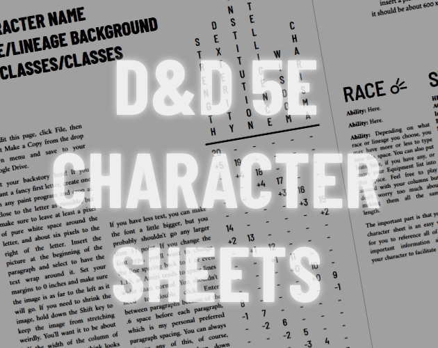 Games like D&D 5e Character Sheet Layouts