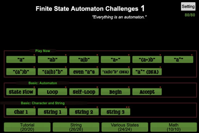 Finite State Automaton Challenges screenshot