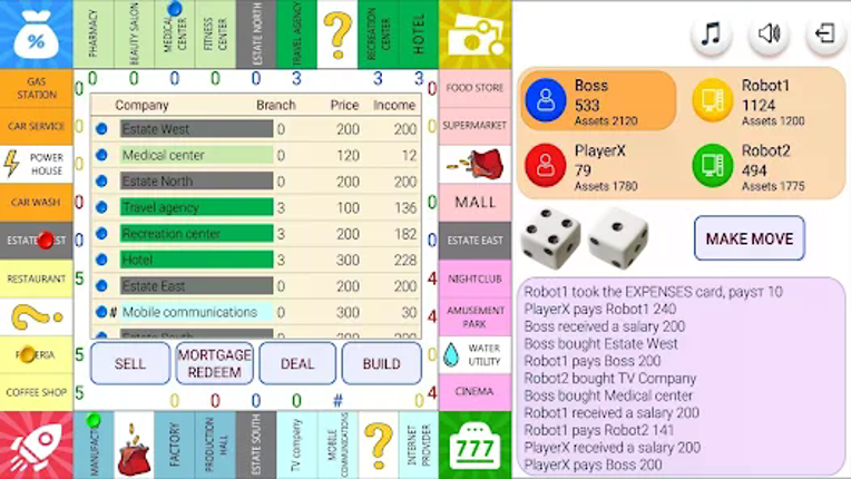 Monopolist Business Dice Board screenshot