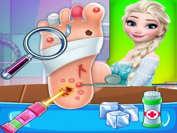 Elsa Foot Doctor Clinic : Frozen  Surgery Hospital Game Cover