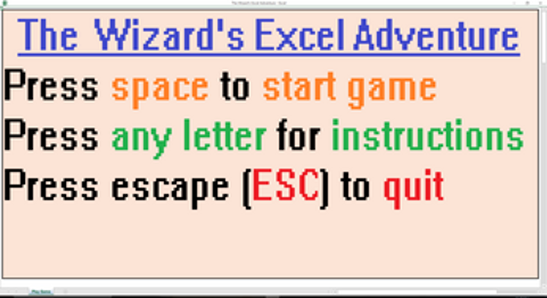 The Wizard's Excel Adventure screenshot