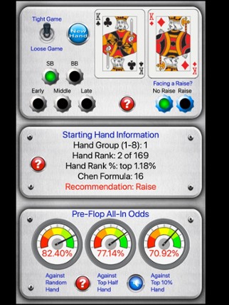 Starting Hand Dashboard screenshot