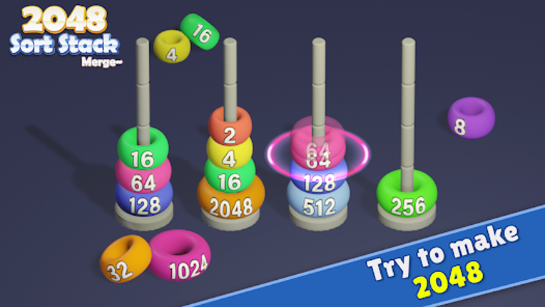 2048 Sort Stack Merge screenshot