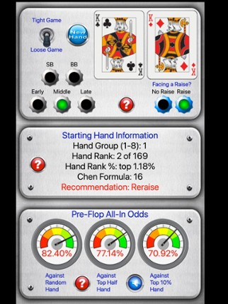 Starting Hand Dashboard screenshot
