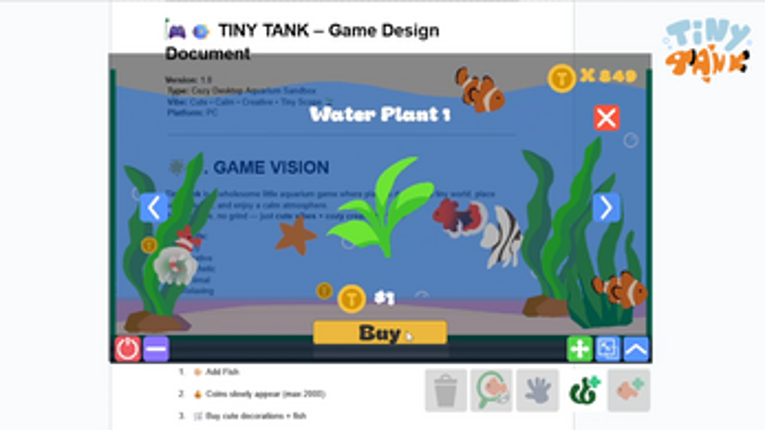 TinyTank – A Cozy Aquarium Desktop Decoration Game screenshot