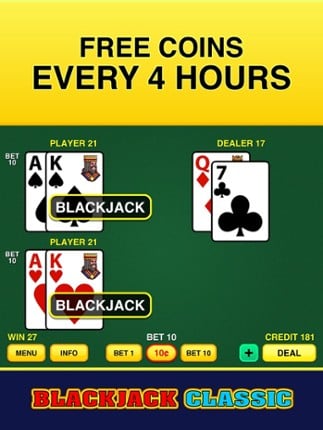 Blackjack Classic - FREE 21 Vegas Casino Video Blackjack Game screenshot