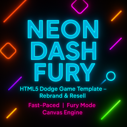 Neon Dash Fury – HTML5 Dodge Game Template (Rebrand & Resell) Image
