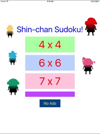 Easy Sudoku 4x4 to 7x7 for Color Figures screenshot
