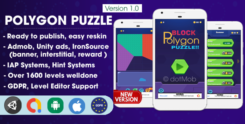 Polygon Block Puzzle - Unity Template Game Game Cover