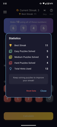 Formula 10 Math Puzzle Game Image