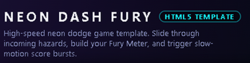 Neon Dash Fury – HTML5 Dodge Game Template (Rebrand & Resell) screenshot