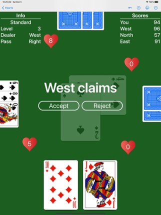 Hearts - Play with your rules screenshot