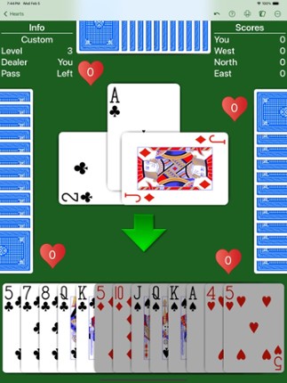 Hearts - Play with your rules screenshot