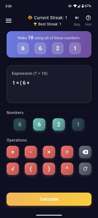 Formula 10 Math Puzzle Game Image
