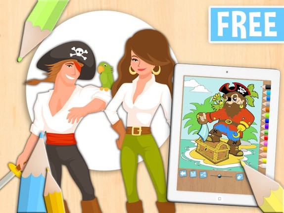 Paint and color pirates - Educational pirates coloring game for kids aged 1 to 6 years screenshot