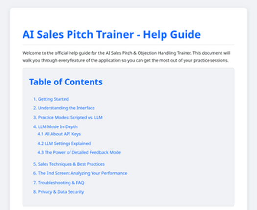 AI Sales Pitch & Objection Handling Trainer Image