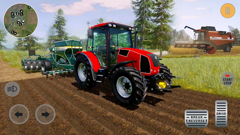 Village Farm Tractor Driving Image