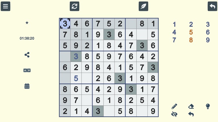Sudoku screenshot