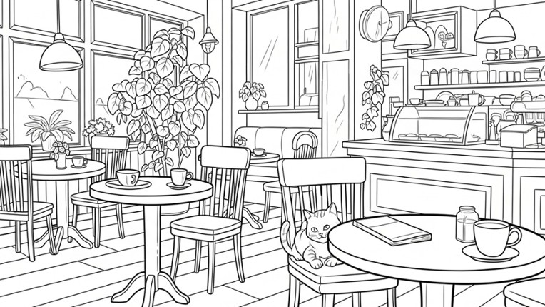 100 Cats Lost in the Stone Age Find & Color Image