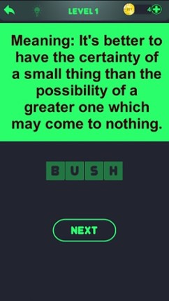 Proverbs fun quiz screenshot