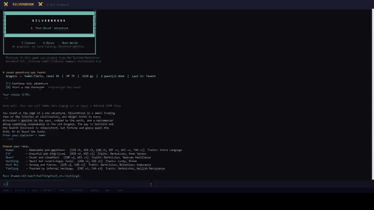 Silverbrook: a Text-Based RPG Image