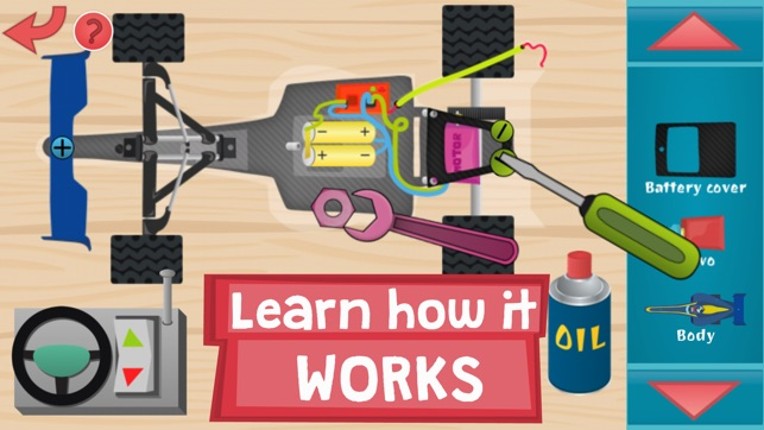 Kids RC Toy car mechanics Free Game for curious boys and girls to look, interact, listen and learn screenshot