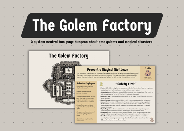 One Page Adventure: The Golem Factory Image