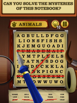 Sherlock's Notebook - Word Search Puzzle Game screenshot