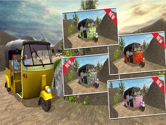Off road tuk tuk auto rickshaw driving 3D simulator free 2016 - Take tourists to their destinations through hilly tracks screenshot