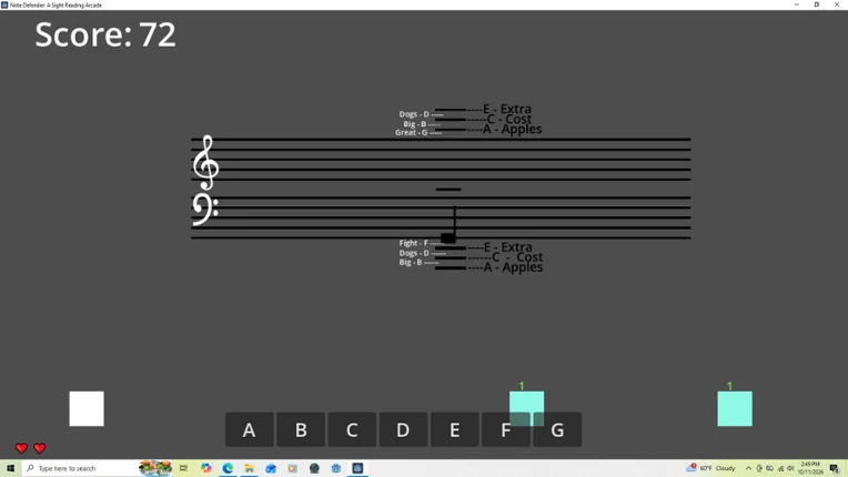 Note Defender: A Sight Reading Arcade Image