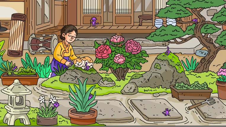 100 Cats Lost in South Korea Find & Color Image