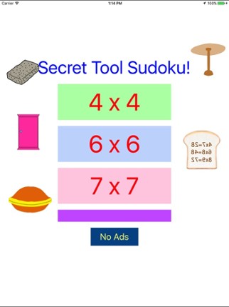 Easy SUDOKU 4x4,6x6,7x7 with Secret Tools screenshot