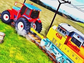 Tractor Towing Train 2022 3D Image