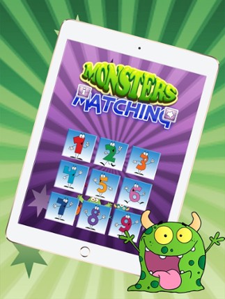 Finding Funny Monster In The Matching Cute Cartoon Pictures Puzzle Cards Game For Kids, Toddler And Preschool Image