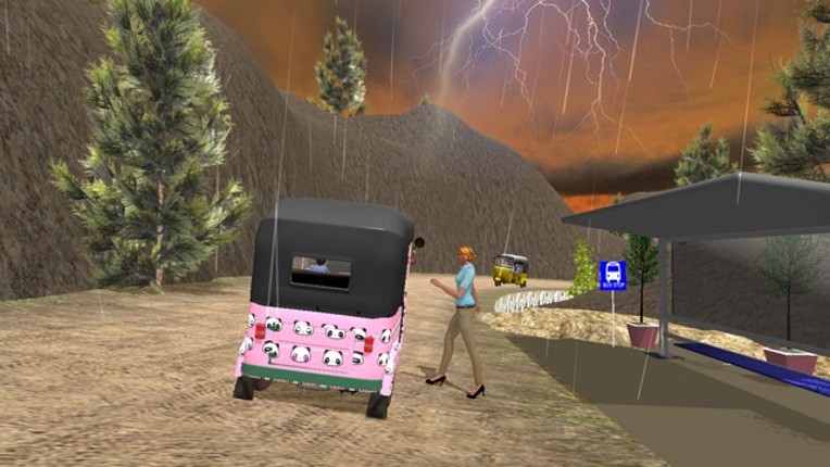 Off road tuk tuk auto rickshaw driving 3D simulator free 2016 - Take tourists to their destinations through hilly tracks screenshot