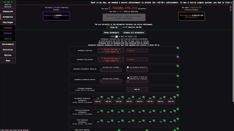 Antimatter Dimensions screenshot