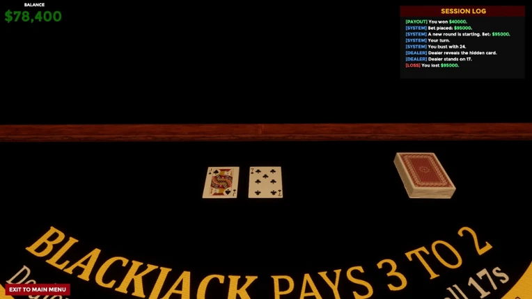 Blackjack Simulator 2027 screenshot