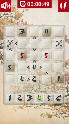 Futoshiki puzzle screenshot