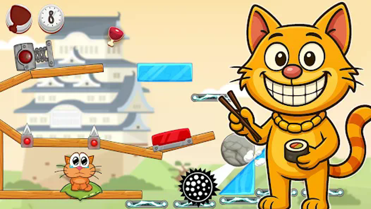 Hungry cat: physics puzzle screenshot
