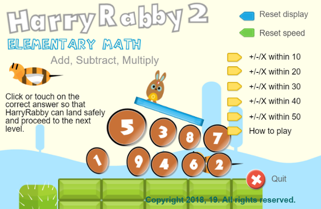 HarryRabby Elementary Math - Add/subtract/multiply Game Cover