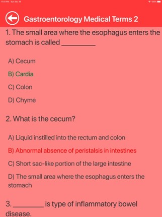 Gastroenterology Terms Quiz screenshot