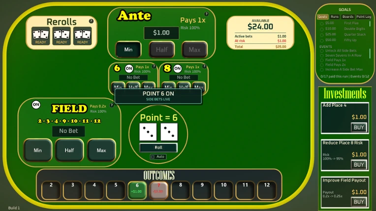 Incrementable Craps screenshot